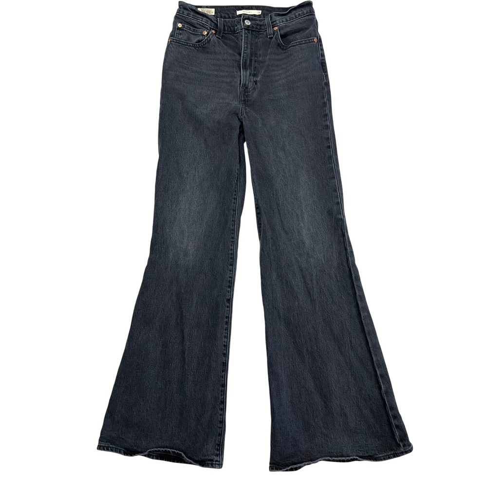 Levis Premium Ribcage Bell Jeans Womens 28 Washed Black Ultra High Rise Flare
